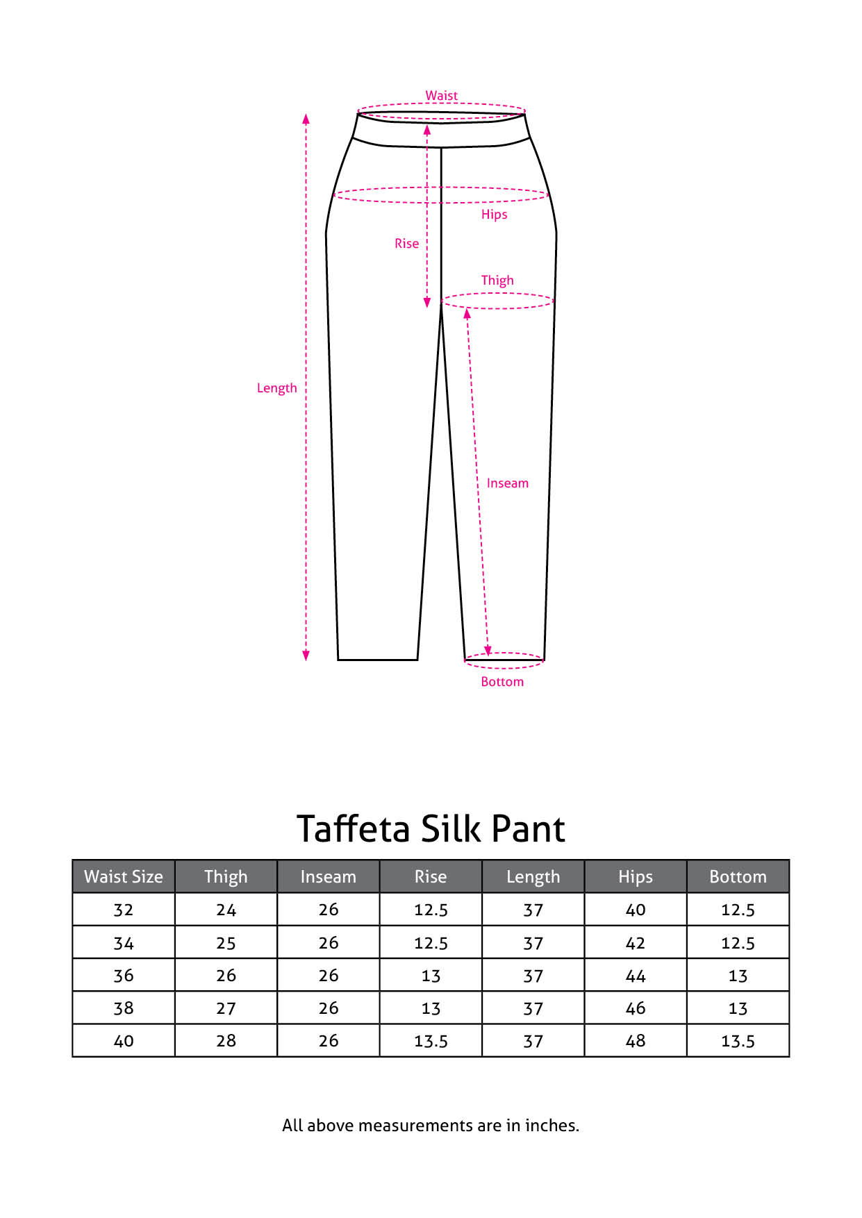 Plain Taffeta Silk Pant Catalog
